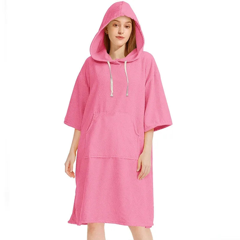 adults microfiber hooded towel travel bathrobe