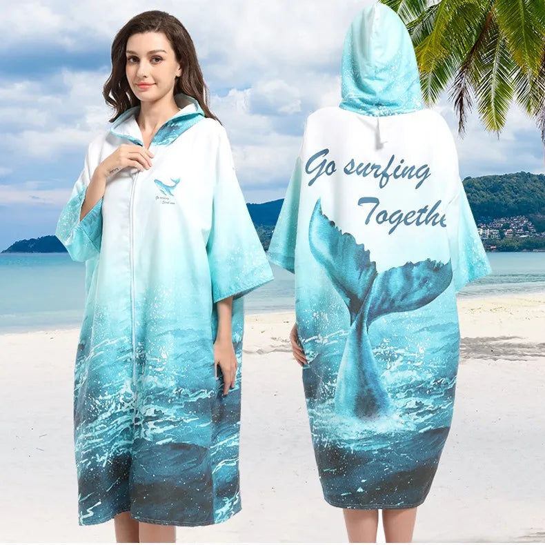 Microfiber poncho towel with hood
