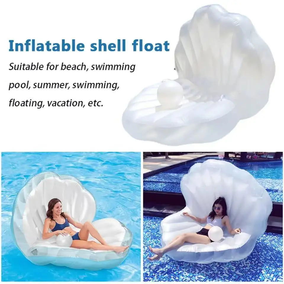 seashell pool float inflatable with pearl