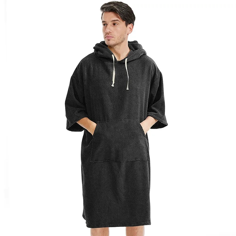 adults microfiber hooded towel travel bathrobe