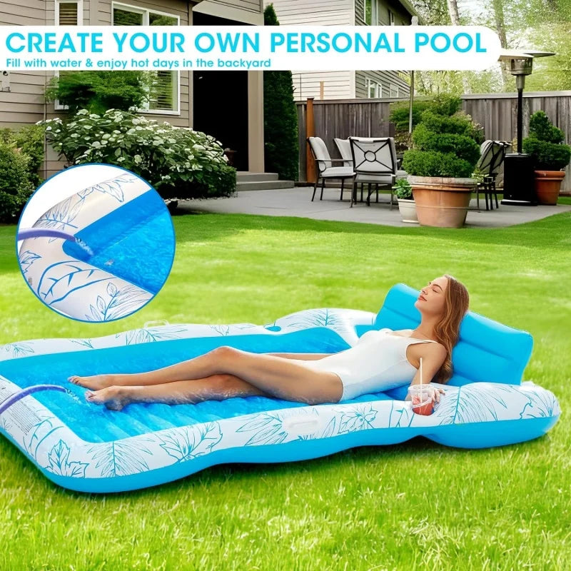 inflatable adult pool lounger with drink holder