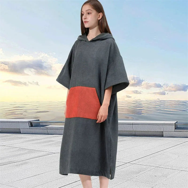 adults microfiber hooded towel travel bathrobe