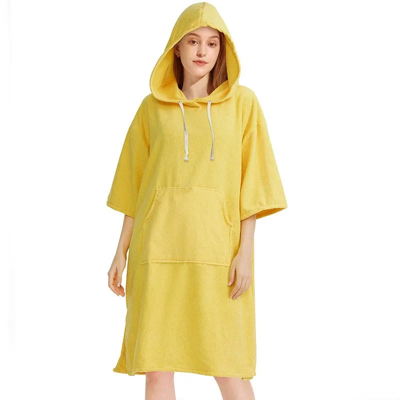 adults microfiber hooded towel travel bathrobe
