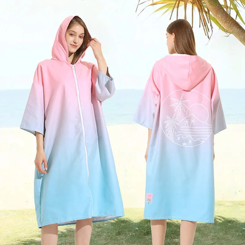 Microfiber poncho towel with hood