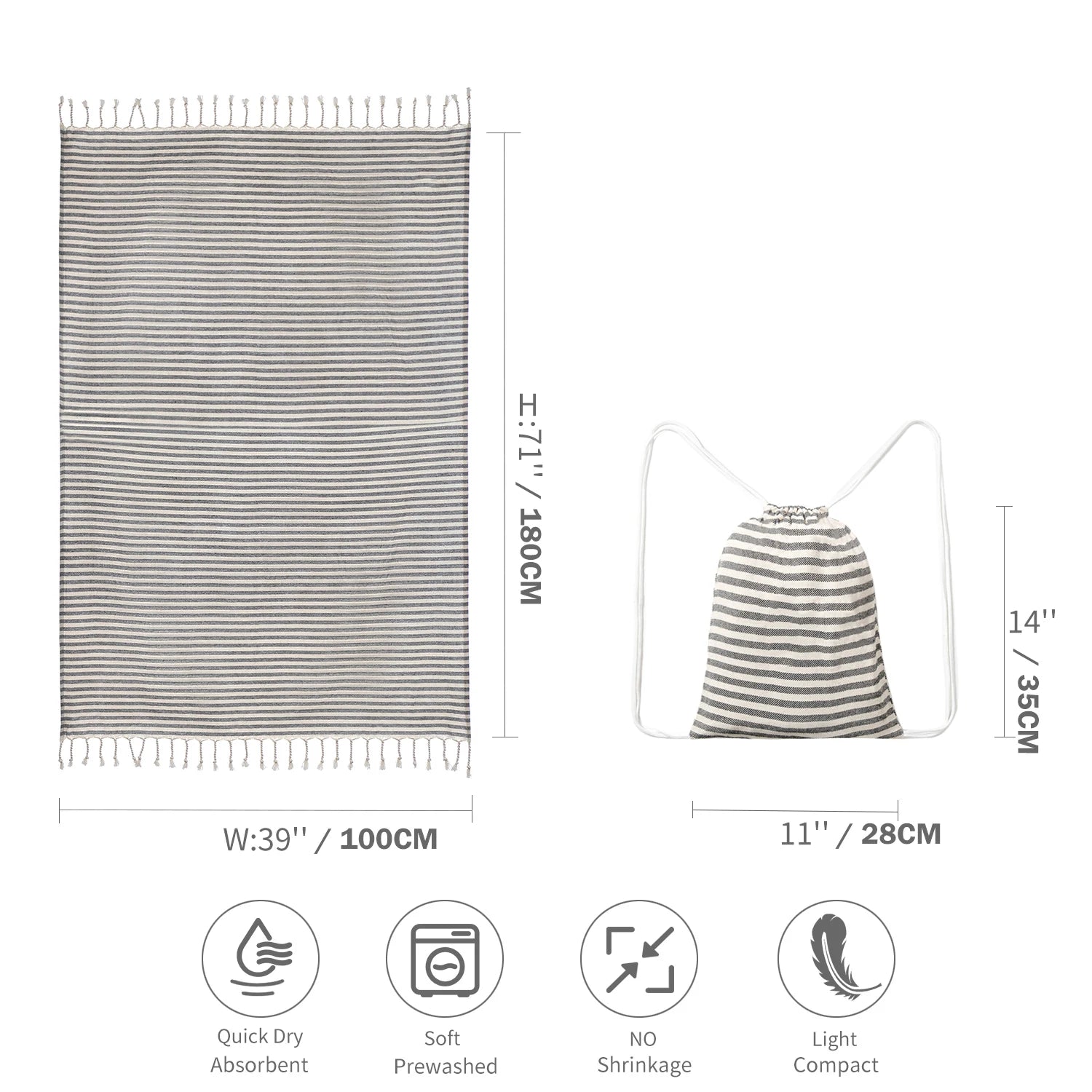 Turkish Beach Towel with Tassels design