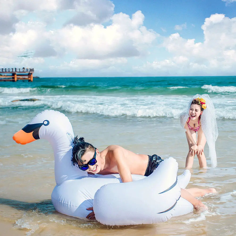 inflatable flamingo and white swan pool raft lounge toy
