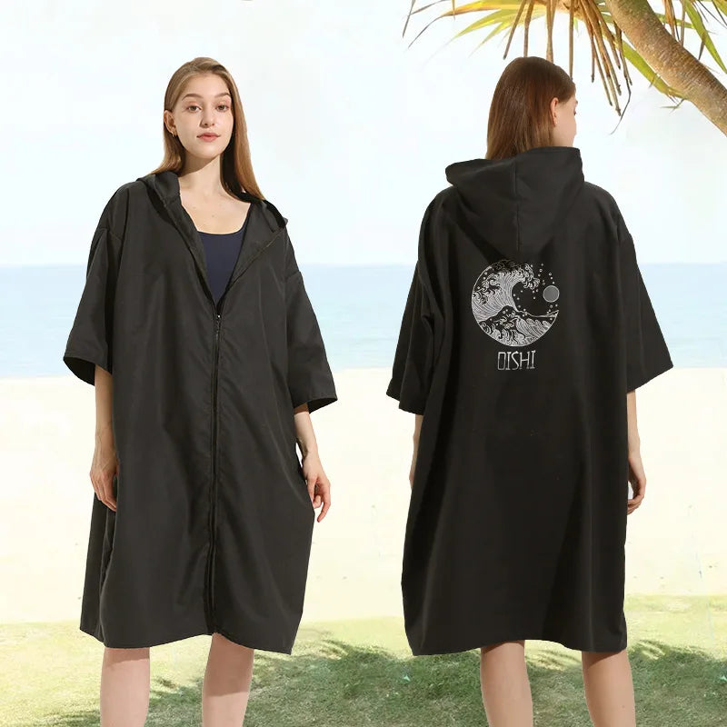 Microfiber poncho towel with hood