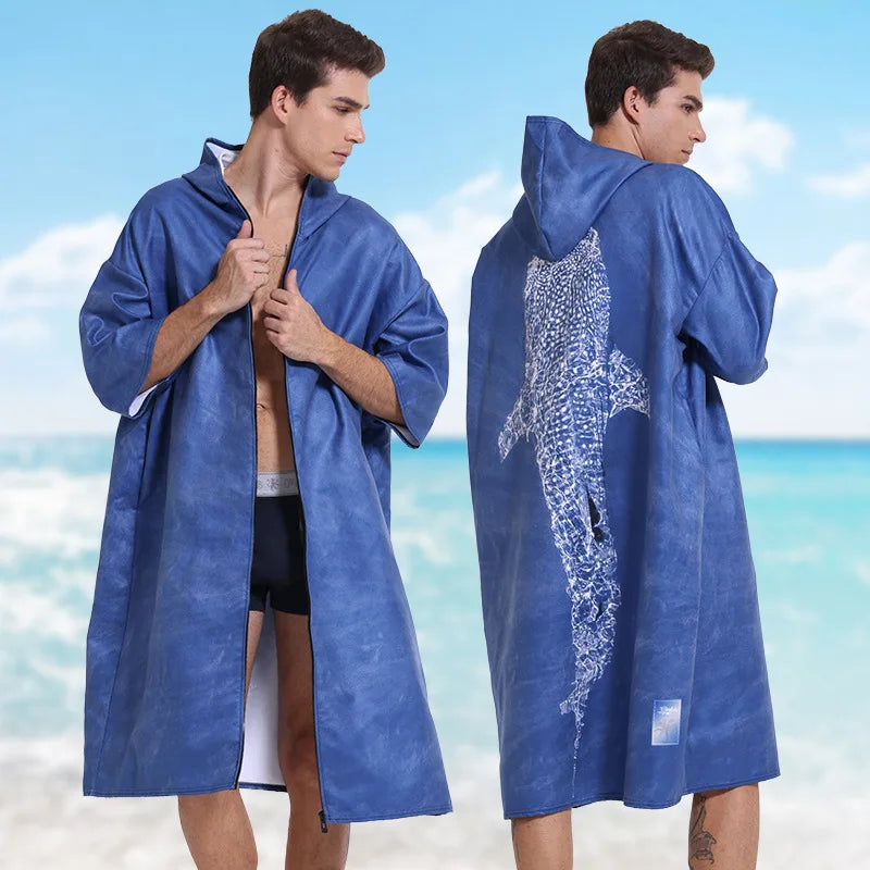 Microfiber poncho towel with hood