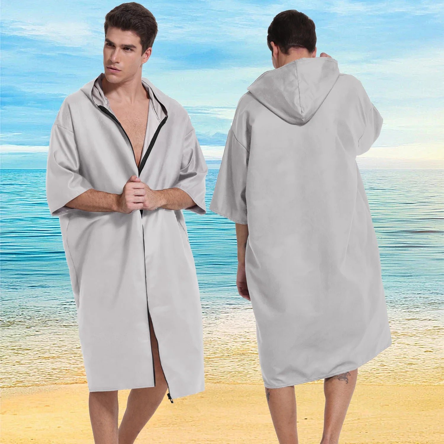 Microfiber poncho towel with hood