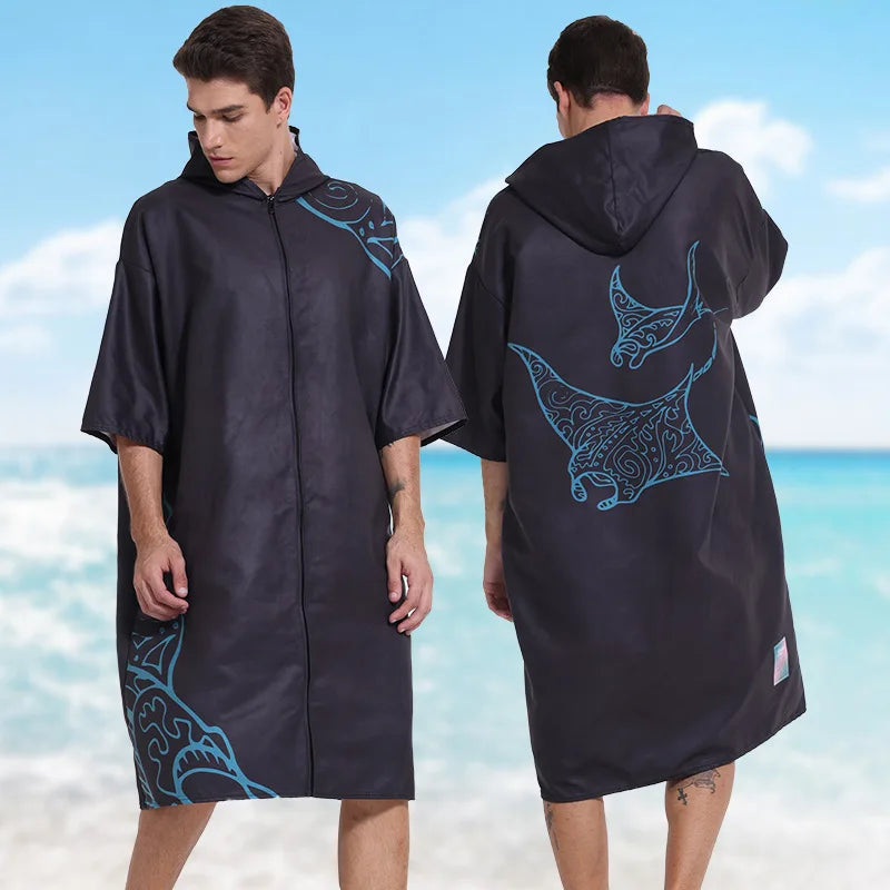 Microfiber poncho towel with hood