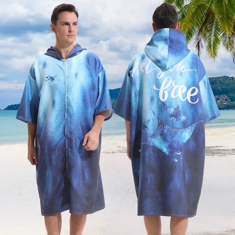 Microfiber poncho towel with hood