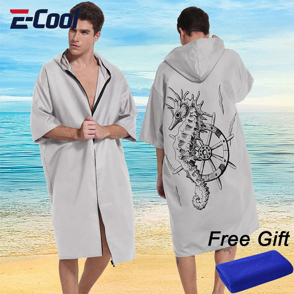 Microfiber poncho towel with hood