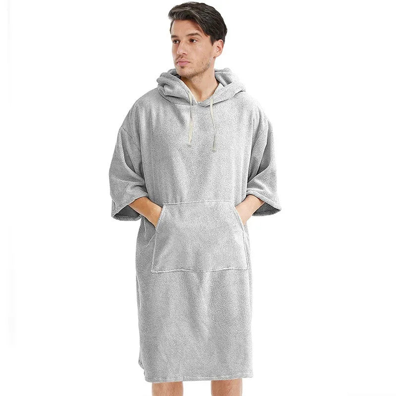 adults microfiber hooded towel travel bathrobe