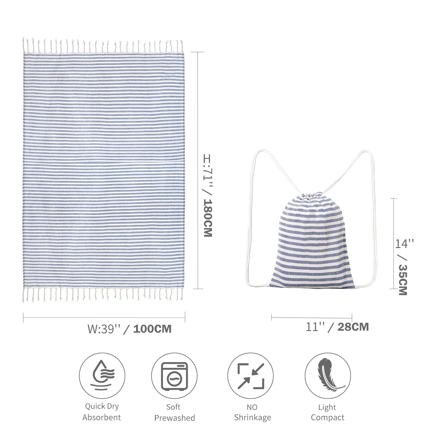 Turkish Beach Towel with Tassels design
