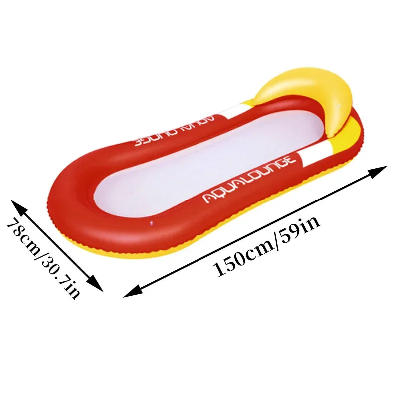 Inflatable Pool Float in red and yellow design, perfect for adults to relax in water and enjoy sunny days.