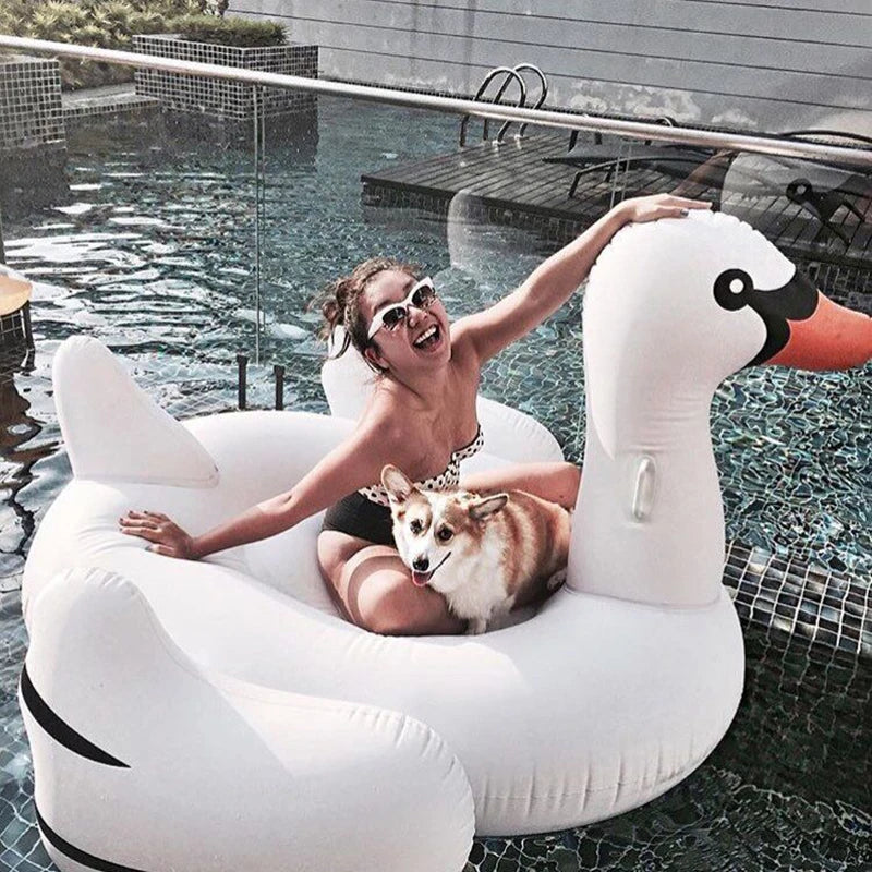 inflatable flamingo and white swan pool raft lounge toy