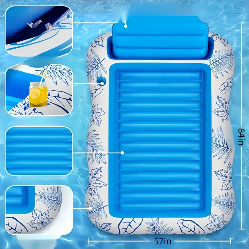 inflatable adult pool lounger with drink holder