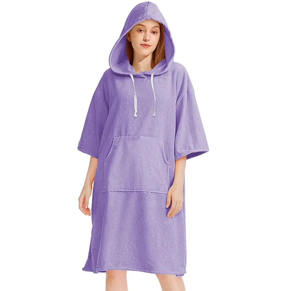 adults microfiber hooded towel travel bathrobe
