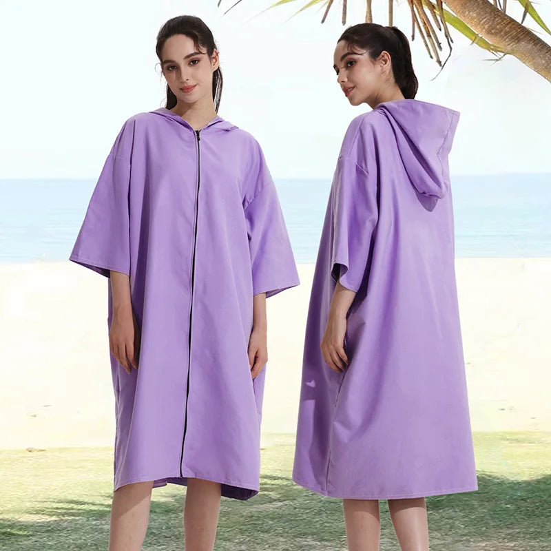 Microfiber poncho towel with hood