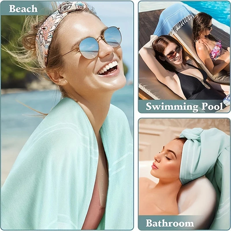 Turkish Beach Towels Pool Swim Bath Towel Sand Free Quick Dry Oversize