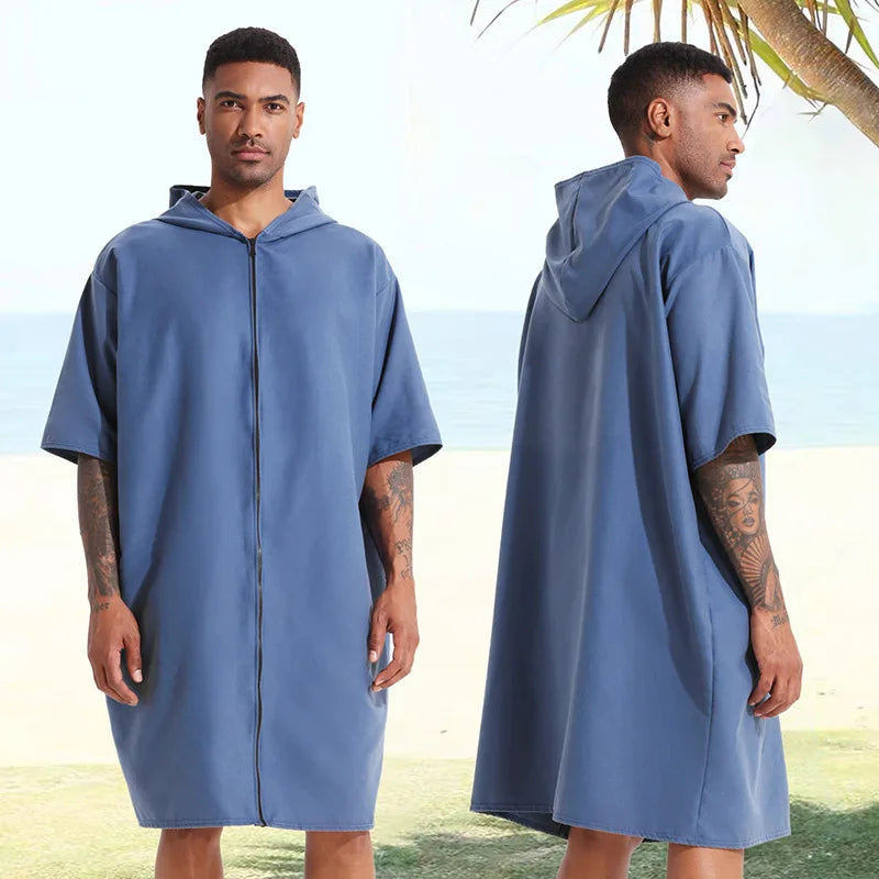 Microfiber poncho towel with hood