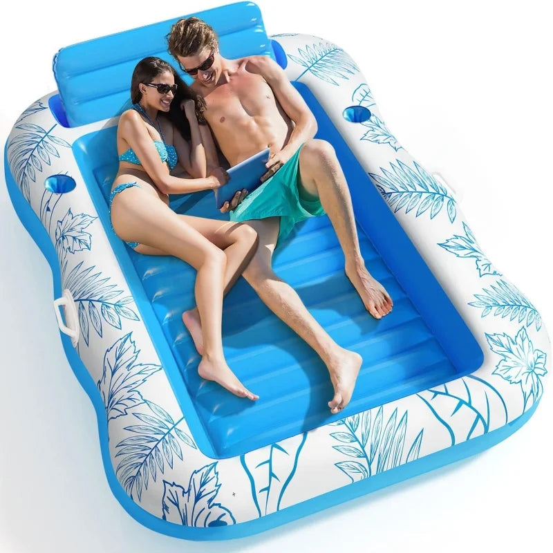 inflatable adult pool lounger with drink holder