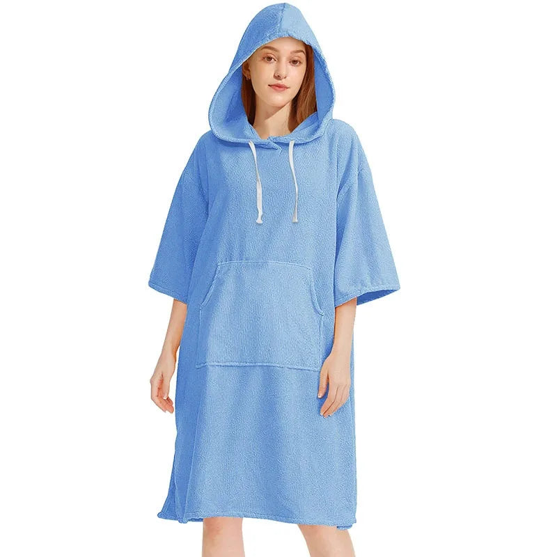 adults microfiber hooded towel travel bathrobe