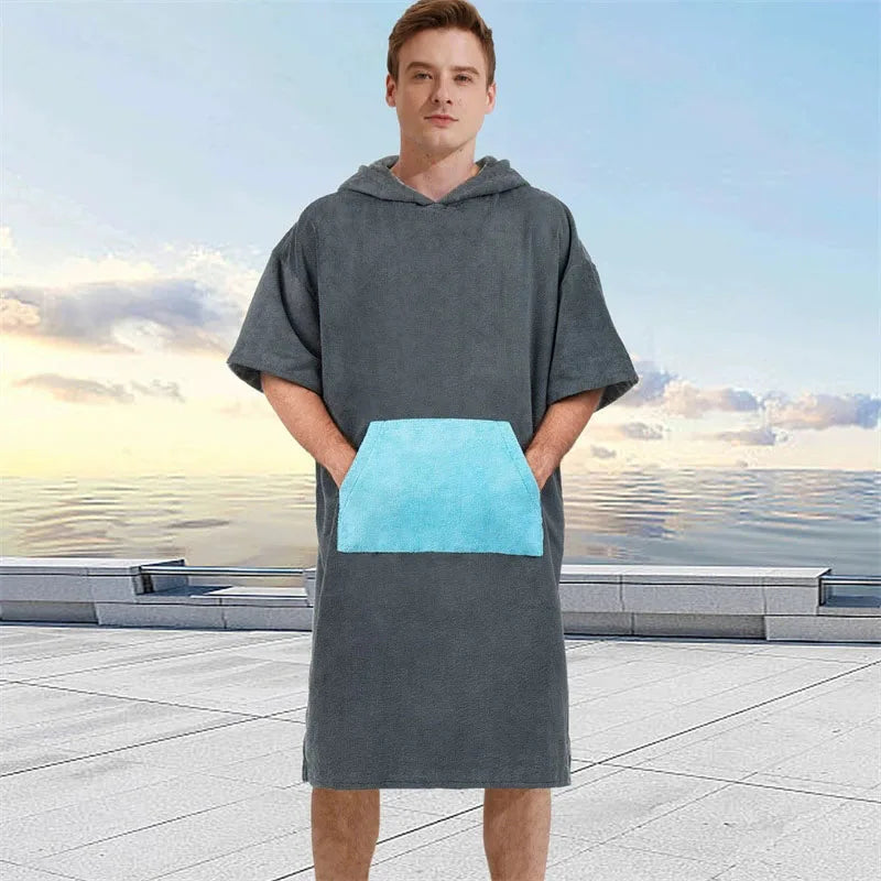 adults microfiber hooded towel travel bathrobe