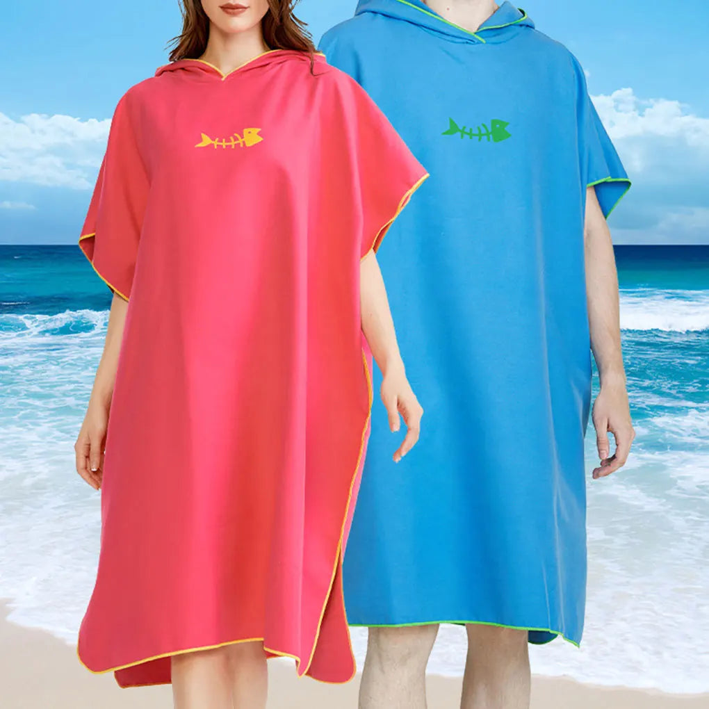 Hooded Towel Poncho for Adults Quick-Dry Microfiber Beach & Swim