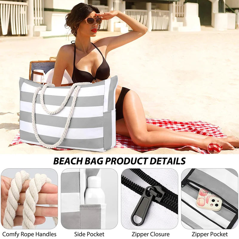 bohemian women’s waterproof beach tote handbag