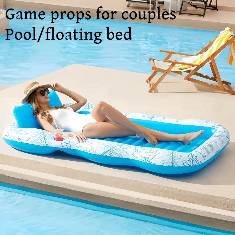 inflatable adult pool lounger with drink holder