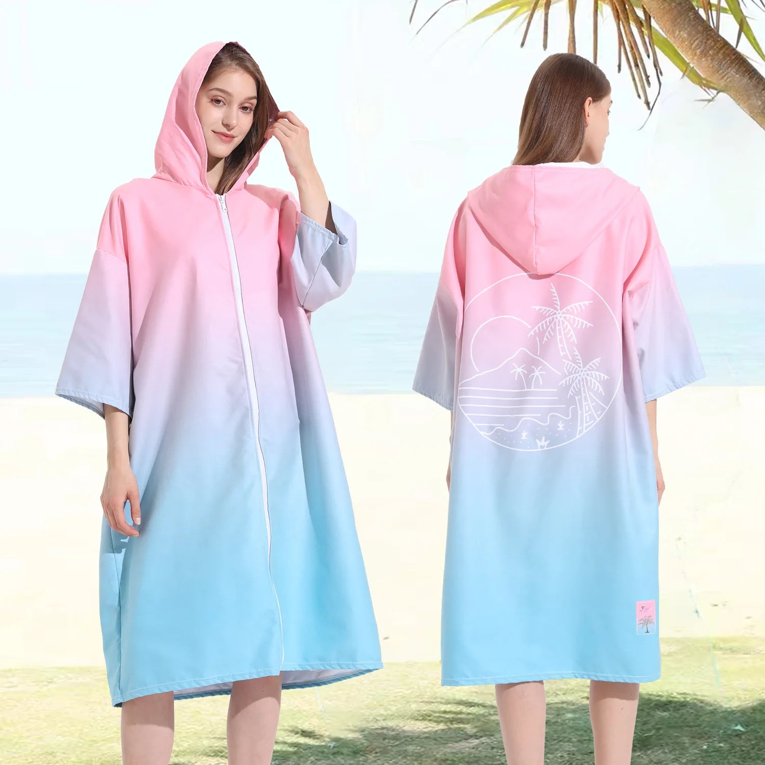 Microfiber poncho towel with hood
