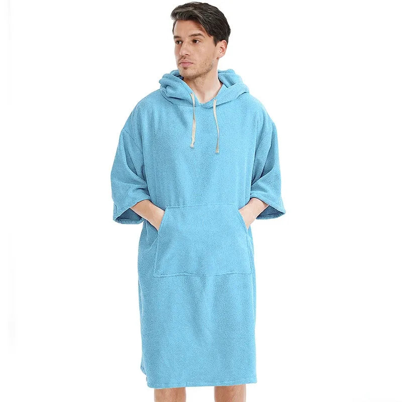 adults microfiber hooded towel travel bathrobe