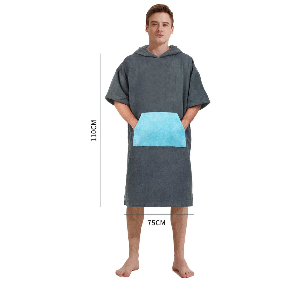 adults microfiber hooded towel travel bathrobe