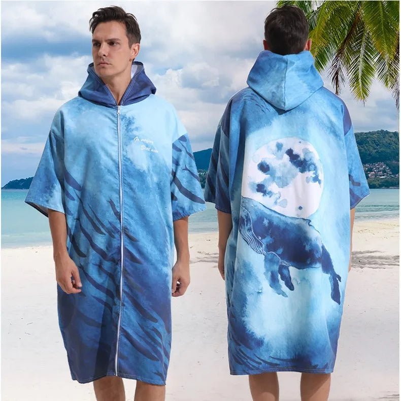 Microfiber poncho towel with hood
