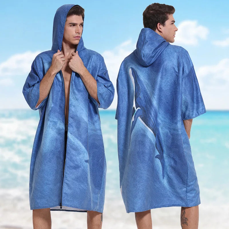 Microfiber poncho towel with hood