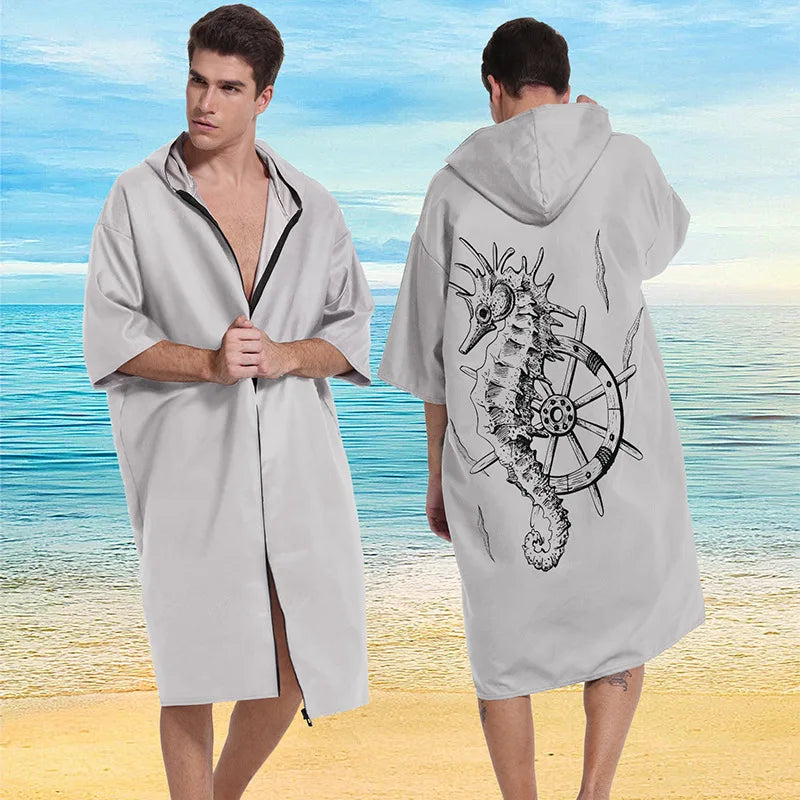 Microfiber poncho towel with hood